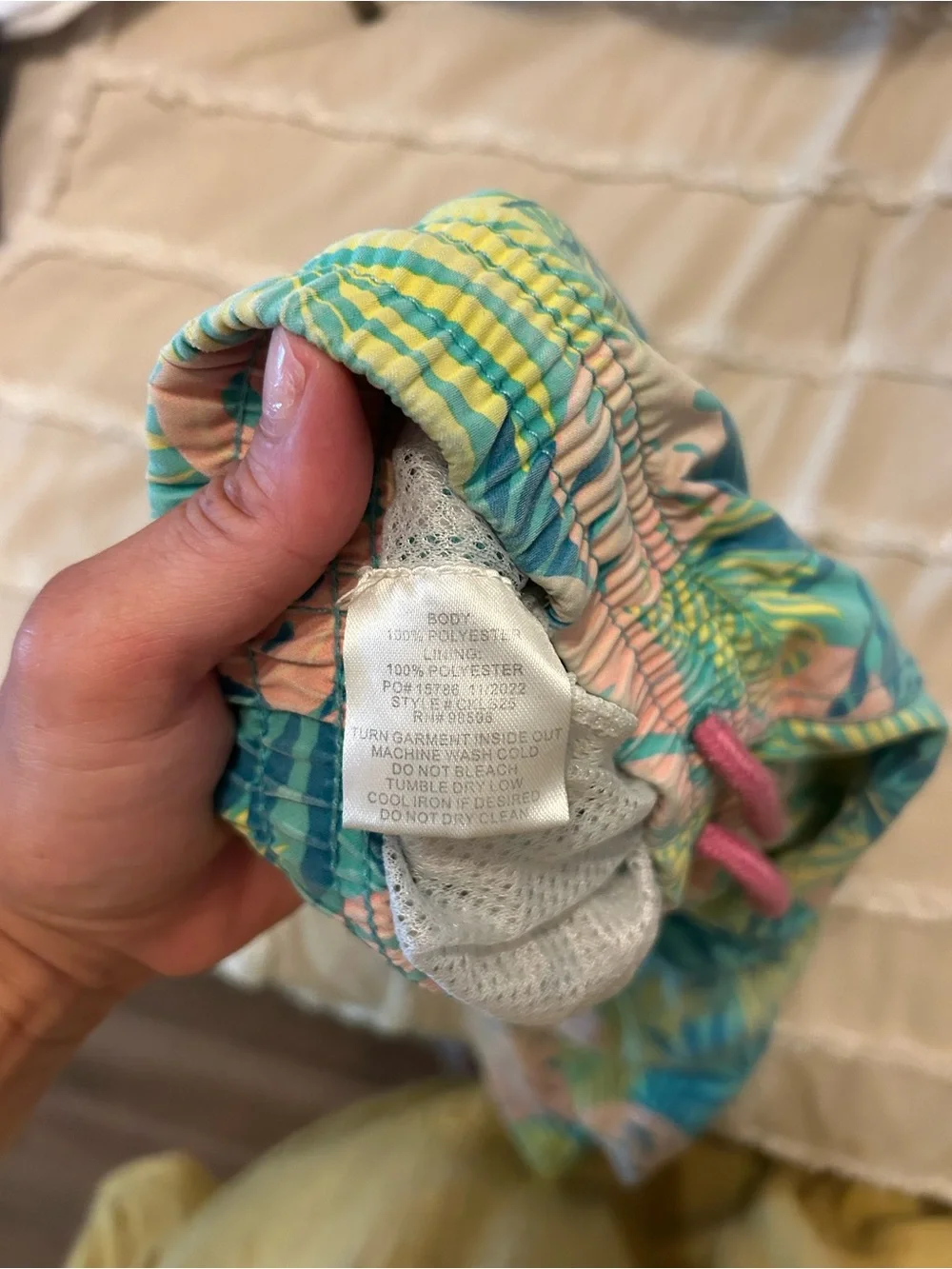 Ingear Turquoise Tropical Leaf Kids Swim Trunks